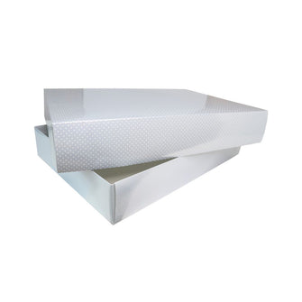 Grey with White Spots Cardboard Gift Box Size 370mm x 270mm x 65mm