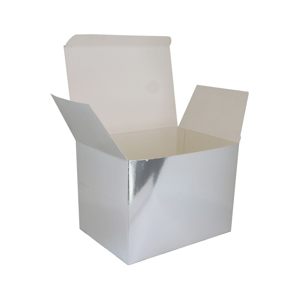 25 x Plain Bright Silver Luxury Gift Boxes - 175mm x 130mm x 125mm